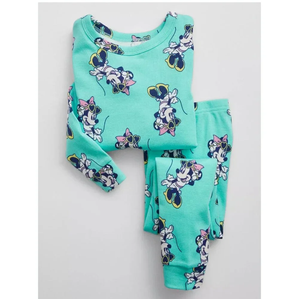 Gap Disney Minnie Mouse Blue Long Sleeve Organic Pajama PJ Set 5T